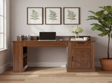 55" Farmhouse Office with Storage Cabinet & Charging Station, Barn Door Design Computer Writing 61456620