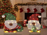 Set of 2 Lighted Gnome and Candy Cane Christmas Decorations, Pre-lit 2D Holiday Decor with 80 Warm 54892620