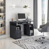 ZNTS Complete Computer Workstation Desk With Storage, Espresso 67144327