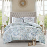 King/Cal King 3 Piece Cotton Floral Printed Reversible Duvet Cover Set B035129160
