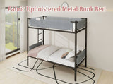 Iron Twin Bunk Bed with Removable Linen Storage Pockets, Convertible into Two Beds, Space-Saving W1935P534748