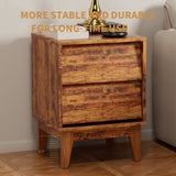 2 Set Nightstands Features Vintage-style and Bevel Design, Made of MDF, Mid Century Modern W578P192477