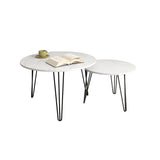 27.56'' Round Nesting Coffee Table Set of 2, Circular Nesting End Table Set, Round Marble Tabletop, 32508721