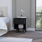 Black 1-Open Storage Shelf Nightstand B062P175114
