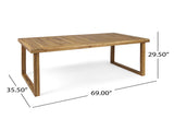 Outdoor 69" Acacia Wood Dining Table, Sandblast Natural Finish 62617.00