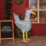 2FT Lighted Christmas Rooster Outdoor Decoration, Weather Proof Plush Rooster Christmas Ornament 25775600