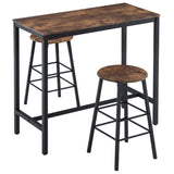 ZNTS Industrial Style Round Bar Stools 2 packs PVC Wood Grain Brown 45416679