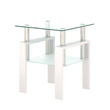 1-Piece Modern Tempered Glass Tea Table Coffee Table End Table, Square Table for Living Room, W241104206