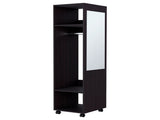 Black 3-Shelf Wardrobe with Mirror and Open Storage B062P227647