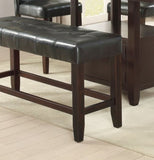 Counter Height 1pc Bench Dining Room Black Faux Leather Cushion Tufted Seat Wooden Base Comfort Seat B011130020