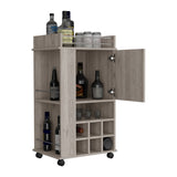 Fargo Bar Cart with Cabinet, 6 Built-in Wine Rack and Casters B200P188865