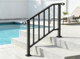 2-3 Step Outdoor Stair Handrail Kit, Black Retro Arch Carbon Steel Railing with Installation Kit 97862934