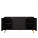 59.84" Vintage Four-Door Cabinet, Plastic Rattan, Suitable For Living Room, Dining Room, W757P203147