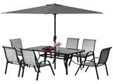 Outdoor dining table and chair package with umbrella 48578077