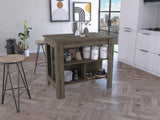 Cala Kitchen Island, Four Legs, Three Shelves -Dark Brown B07091834