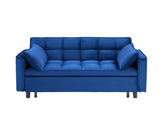 The 55-inch dreamlike blue velvet sofa is elegant and convenient with pockets, cleverly interpreting 32908326