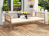 2-Person Outdoor PE Rattan Loveseat with Tempered Glass Coffee Table, 800 LBS Seat Capacity for 29916587