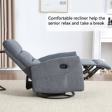 Manual Recliner Chair with Rocker and Swivel in Fabric for Living Room, Grey W3224P289293