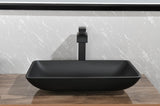 14.38" L -22.25" W -4.38" H Matte Shell Glass Rectangular Vessel Bathroom Sink in Black with Faucet 24478684