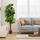 5 Feet Artificial Fiddle Leaf Fig Tree Outdoor Office Decorative Planter 84148619