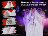 7.2ft Life-Size Animated Halloween Bride Prop - Bloodstained Dress, Sound-Activated 88150321
