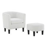 Modern Accent Chair,Upholstered Arm Chair Corduroy Single Sofa Chair with Ottoman Foot Rest Comfy W2582P179913