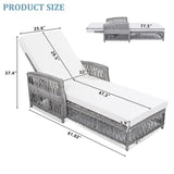 GO Outdoor Long Reclining Chaise, Wicker Lounge with Armrests, Patio Adjustable Recliner with Soft N704P248779A