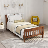 Wood Platform Bed Twin Bed Frame Panel Bed Mattress Foundation Sleigh Bed with WF192434AAL