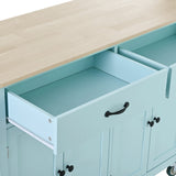 Kitchen Island Cart with 4 Door Cabinet and Two Drawers and 2 Locking Wheels - Solid Wood Top, 78818637