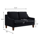 Modern Loveseat sofa for Living Room, Upholstered Velvet Small Couch with Wooden Legs for Livingroom W2186P143469