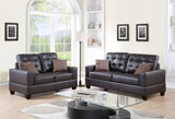 ZNTS 2 Piece Faux Leather Sofa and Loveseat Set in Espresso B01682384