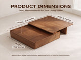 Luxury Walnut Wood Square Coffee Table with Large Hidden Storage, Expandable Tabletop Center Table W5909P533839