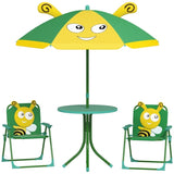 Kids Outdoor Activity Table with Foldable Chairs Green 79231602
