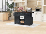 K&K 53.7" Farmhouse Kitchen Island Power Outlet, 2 Sliding Barn Door Kitchen Storage Island N707P170347B