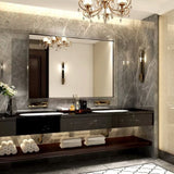 36x24inch Glossy Brushed Silverd Mirror For Bathroom Rectangular Wall Bathroom Mirror Metal W2091P214080