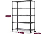 5-Tier Wire Storage Shelves,1250 Lbs Loading Capacity,29.92" W x 13.98" D x 61.02" H,Black 02064413