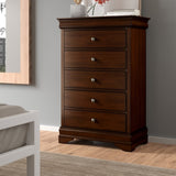 ZNTS Louis Philippe Style 1pc Chest of Drawers Brown Cherry Finish Okume Veneer Bedroom Furniture B01146480