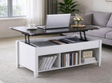 39.78 Inch Lift Top Coffee Table, Rectangle Lift Tabletop, Melamine Coated MDF, Hidden Storage & 3 88521535