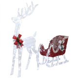 4ft Lighted Christmas Reindeer & Sleigh Outdoor Yard Decoration Set with LED Lights, Red & White 05667609