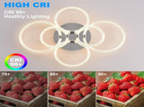 Modern LED, Flush Mount Ceiling Light with Dimmable Remote Control, 6Rings Acrylic Fixture for 33790869