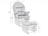 Mason Glider and Ottoman White Wood and Pink Fabric B02263776