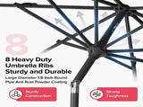 10 ft Patio Umbrella for Table, Outdoor Sun Umbrella with 32 LED Solar Lights, Red 98770700