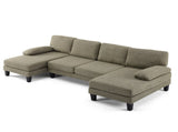 U-Shaped Convertible Sectional Sofa with 2 Chaise Lounges, 4-Seater Modular Couch with Removable & 04004595