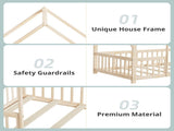 Twin Size Floor Bed Triangle Roof Frame and Support Bed Slats, Montessori Kids Playhouse Bed 53916339