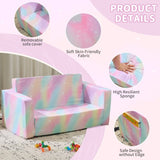 KS-Series All-Sponge Kids Double Foldable Sofa Bed Spray-Print Slant Peach Fabric 44768340