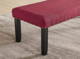 Biony Fabric Dining Bench with Nailhead Trim, Red T2574P509814