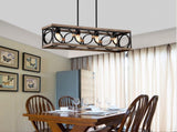 4-Light Farmhouse Rectangle Pendant Light,31.6" Nature Wood Texture Vintage Rustic W3596P469841