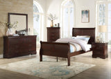 1pc Cherry Finish Five Drawers Louis Philip Chest Solid Wood Contemporary Sleek Ample Storage B011P170035