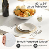 Spacious Rectangular Dining Table - 63"x24"x30", Adjustable Foot Pads, Waterproof Stain-Resistant 14488397
