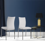 Contempory Modern Faux Leatheratte Side Chair In White, Set of 4 B091P183411
